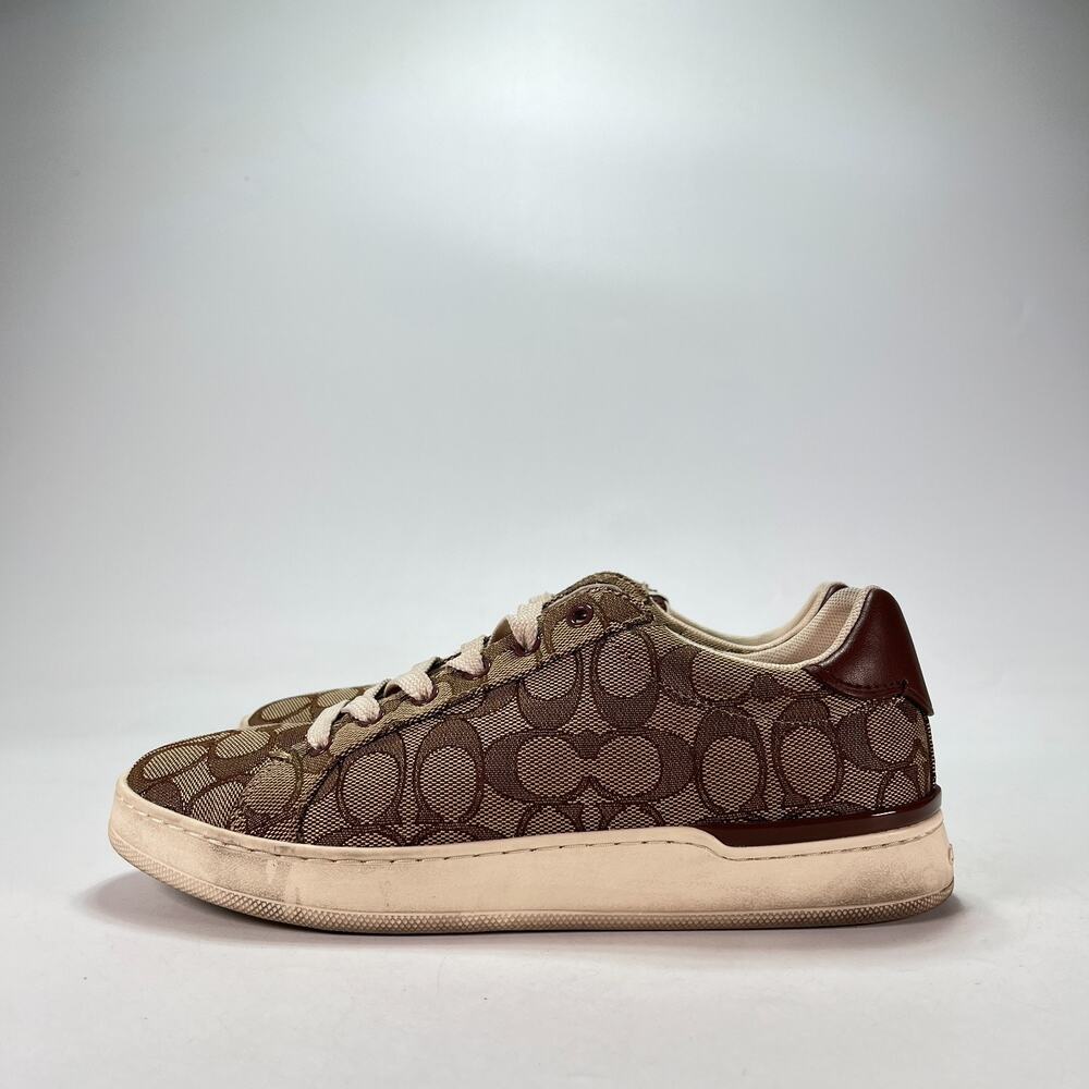 Coach Clip Khaki Saddle Brown Low Top Casual Sneakers Shoes G4967 Womens Sz 7.5B - Picture 3 of 8